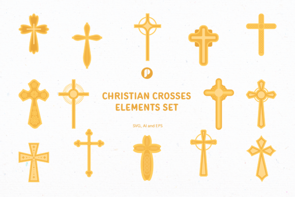 Christian Crosses Elements Set: Graphics and Illustrations for Branding
