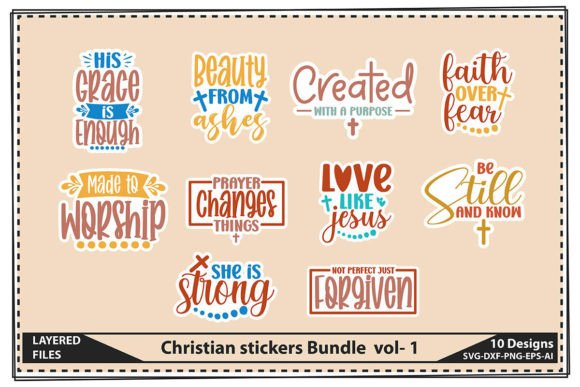 Christian Stickers Bundle Vol- 1: Graphics & Crafts for Local Branding
