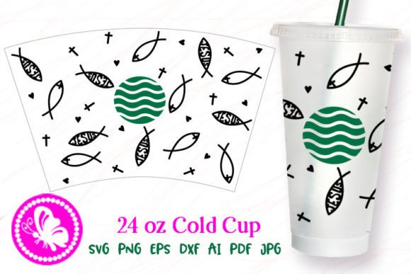 Fish Jesus 24OZ Cold Cup Hole Tumbler Graphics