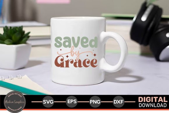 Saved by Grace - Jesus Retro SVG