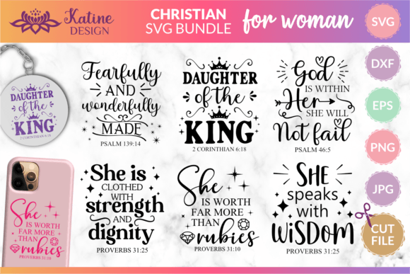 Strong Woman SVG Christian Quotes Bundle for Crafts & Graphics